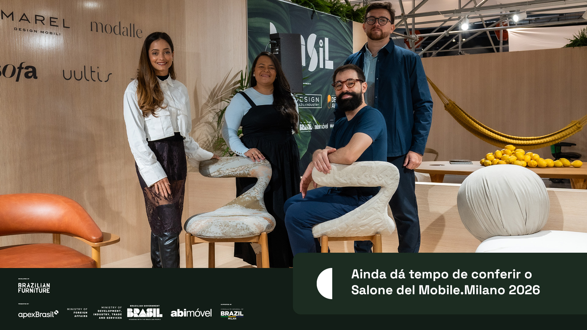 Ainda dá tempo de conferir de perto as soluções e tendências apresentadas pelo Brasil no Salone del Mobile.Milano 2026